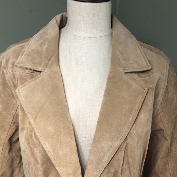 Suede Jacket Beige Brown Southwestern Cervelle Leather Sz Large - Picture 3 of 11